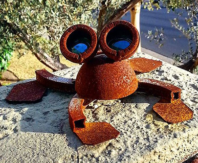 Steel Frog Sculpture Patina